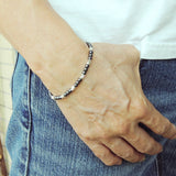 Men's Women Hematite Adjustable Braided Bracelet 925 Sterling Silver Nugget Beads DiyNotion BR953