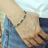 Men's Women Mixed Chrysocolla Lapis Adjustable Braided Bracelet 925 Sterling Silver Nugget Beads DiyNotion BR954