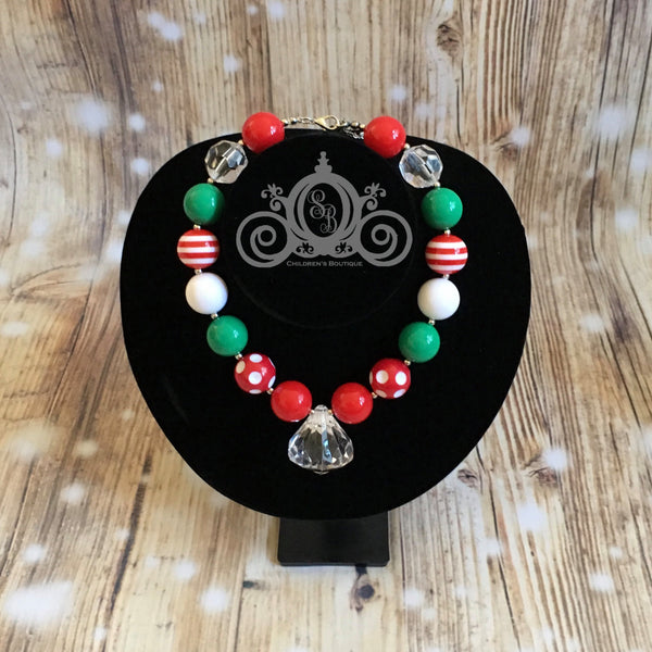 Red & Green Christmas Chunky Bubblegum Necklace