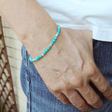 Men's Women Blue Turquoise Adjustable Braided Bracelet 925 Sterling Silver Nugget Beads DiyNotion BR956
