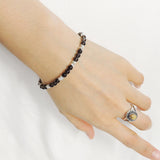 Men's Women Smoky Quartz Adjustable Braided Bracelet 925 Sterling Silver Nugget Beads DiyNotion BR957