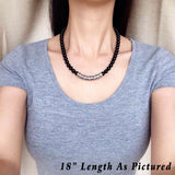 Men's Women Bright Black Onyx Necklace 925 Sterling Silver Lotus Charm DiyNoion Handmade NK175