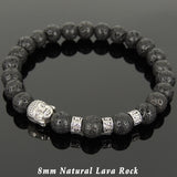 Men's Women Lava Rock Tibetan Silver Bracelet with Buddha Head Bead OM Spacers DiyNotion Handmade T320