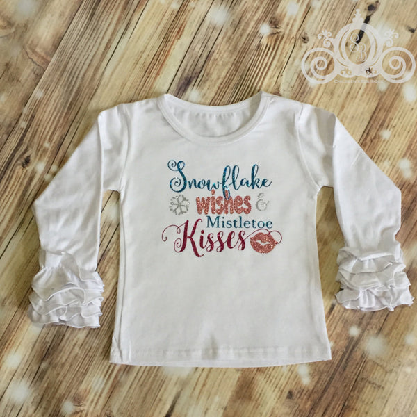 Snowflake Wishes & Mistletoe Kisses Ruffle Raglan