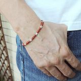 Men's Women Red Jasper Stone Sterling Silver Bracelet Natural Gemstone DiyNotion Handmade BR960