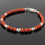 Men's Women Red Jasper Stone Sterling Silver Bracelet Natural Gemstone DiyNotion Handmade BR960