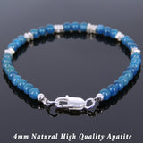 Men's Women Natural Apatite Sterling Silver Bracelet Natural Gemstone DiyNotion Handmade BR96