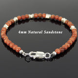 Men's Women Golden Sandstone Sterling Silver Bracelet Natural Gemstone DiyNotion Handmade BR963
