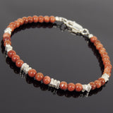 Men's Women Golden Sandstone Sterling Silver Bracelet Natural Gemstone DiyNotion Handmade BR963