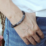 Men Women Bright Black Onyx Bracelet 925 Stamp Sterling Silver Lucky Charm DiyNotion Handmade BR964