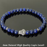 Men's Women Lapis Sterling Silver Bracelet 925 Cross Bead Gemstone DiyNotion Handmade BR1039