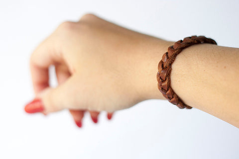 Braided Leather Bracelet/Hazelnut Brown