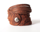 Leather Bracelet/Original Sliced Wrap Cuff/Chocolate Cake