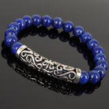 Men Women Lapis Lazuli Bracelet 925 Stamp Sterling Silver Lucky Charm DiyNotion Handmade BR967