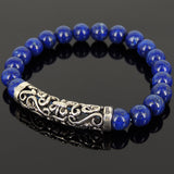 Men Women Lapis Lazuli Bracelet 925 Stamp Sterling Silver Lucky Charm DiyNotion Handmade BR967