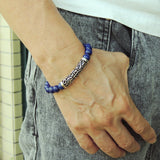 Men Women Lapis Lazuli Bracelet 925 Stamp Sterling Silver Lucky Charm DiyNotion Handmade BR967