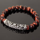 Men Women Red Tiger Eye Bracelet 925 Stamp Sterling Silver Lucky Charm DiyNotion Handmade BR969