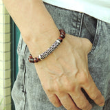 Men Women Red Tiger Eye Bracelet 925 Stamp Sterling Silver Lucky Charm DiyNotion Handmade BR969