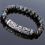 Men Women Mixed Blue Tiger Eye Bracelet 925 Stamp Sterling Silver Lucky Charm DiyNotion Handmade BR971