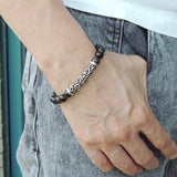 Men Women Mixed Blue Tiger Eye Bracelet 925 Stamp Sterling Silver Lucky Charm DiyNotion Handmade BR971