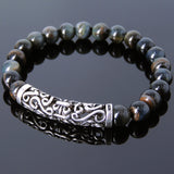 Men Women Mixed Blue Tiger Eye Bracelet 925 Stamp Sterling Silver Lucky Charm DiyNotion Handmade BR971