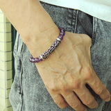 Men Women High Quality Amethyst Bracelet 925 Stamp Sterling Silver Lucky Charm DiyNotion Handmade BR972