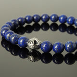 Men's Women Lapis Lazuli Bracelet 925 Sterling Silver Cross Bead DiyNotion Handmade BR303
