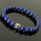 Men's Women Lapis Lazuli Bracelet 925 Sterling Silver Cross Bead DiyNotion Handmade BR303