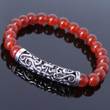 Men Women Red Agate Bracelet 925 Stamp Sterling Silver Lucky Charm DiyNotion Handmade BR973