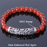Men Women Red Agate Bracelet 925 Stamp Sterling Silver Lucky Charm DiyNotion Handmade BR973
