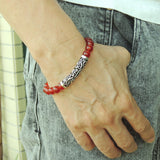 Men Women Red Agate Bracelet 925 Stamp Sterling Silver Lucky Charm DiyNotion Handmade BR973