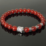 Men's Women Red Agate Tibetan Silver Bracelet with Buddha Head Bead OM Spacers DiyNotion Handmade T328