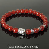 Men's Women Red Agate Tibetan Silver Bracelet with Buddha Head Bead OM Spacers DiyNotion Handmade T328
