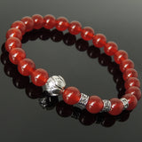 Men's Women Red Agate Tibetan Silver Bracelet with Lotus Bead OM Spacers DiyNotion Handmade T329