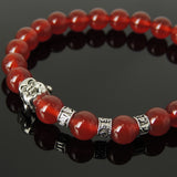 Men's Women Red Agate Tibetan Silver Bracelet with Smiling Buddha Bead OM Spacers DiyNotion Handmade T330