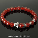 Men's Women Red Agate Tibetan Silver Bracelet with Smiling Buddha Bead OM Spacers DiyNotion Handmade T330