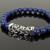 Handmade Men Women Gemstone Bracelet Lapis Gemstone 925 Sterling Silver Lucky Charm DiyNotion BR268