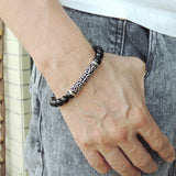 Men Women Bright Black Onyx Bracelet 925 Stamp Sterling Silver Celtic Charm DiyNotion Handmade BR977