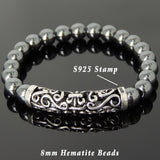 Men Women Hematite Bracelet 925 Stamp Sterling Silver Celtic Charm DiyNotion Handmade BR978
