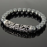Men Women Hematite Bracelet 925 Stamp Sterling Silver Celtic Charm DiyNotion Handmade BR978