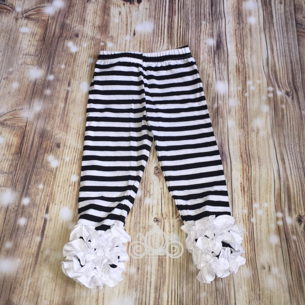 Black/White Striped Icing Ruffle Leggings