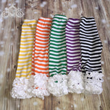 Fall Halloween Yellow/White Striped Icing Ruffle Leggings