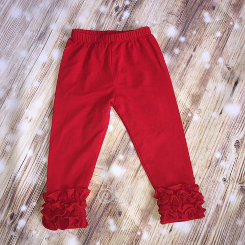 Fourth of July, 4th of July, Girls Red Ruffle Icing Legging