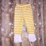 Fall Halloween Yellow/White Striped Icing Ruffle Leggings