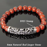 Men Women Red Jasper Stone Bracelet 925 Stamp Sterling Silver Celtic Charm DiyNotion Handmade BR979
