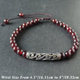 Men's Women Garnet Adjustable Braided Bracelet 925 Stamp Sterling Silver Lucky Charm DiyNotion BR982