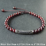 Men's Women Garnet Adjustable Braided Bracelet 925 Stamp Sterling Silver Lucky Charm DiyNotion BR983