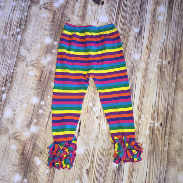 Rainbow Stripe Icing Ruffle Legging