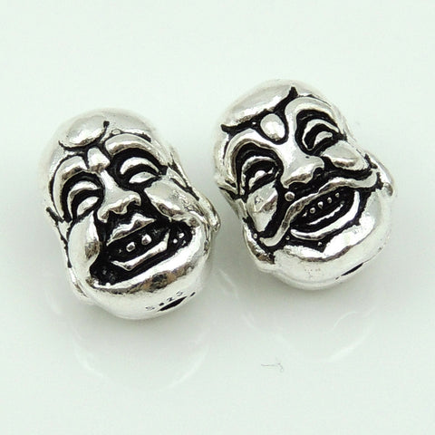 925 Stamp Sterling Silver Buddha Head Bead Double-sided Buddhism WSP208 Wholesale: See Discount Coupons in Item Details