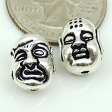 925 Stamp Sterling Silver Buddha Head Bead Double-sided Buddhism WSP209 Wholesale: See Discount Coupons in Item Details